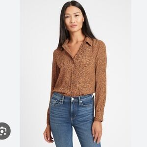 Banana Republic Dillon Classic Fit Long Sleeve Blouse, Animal Print